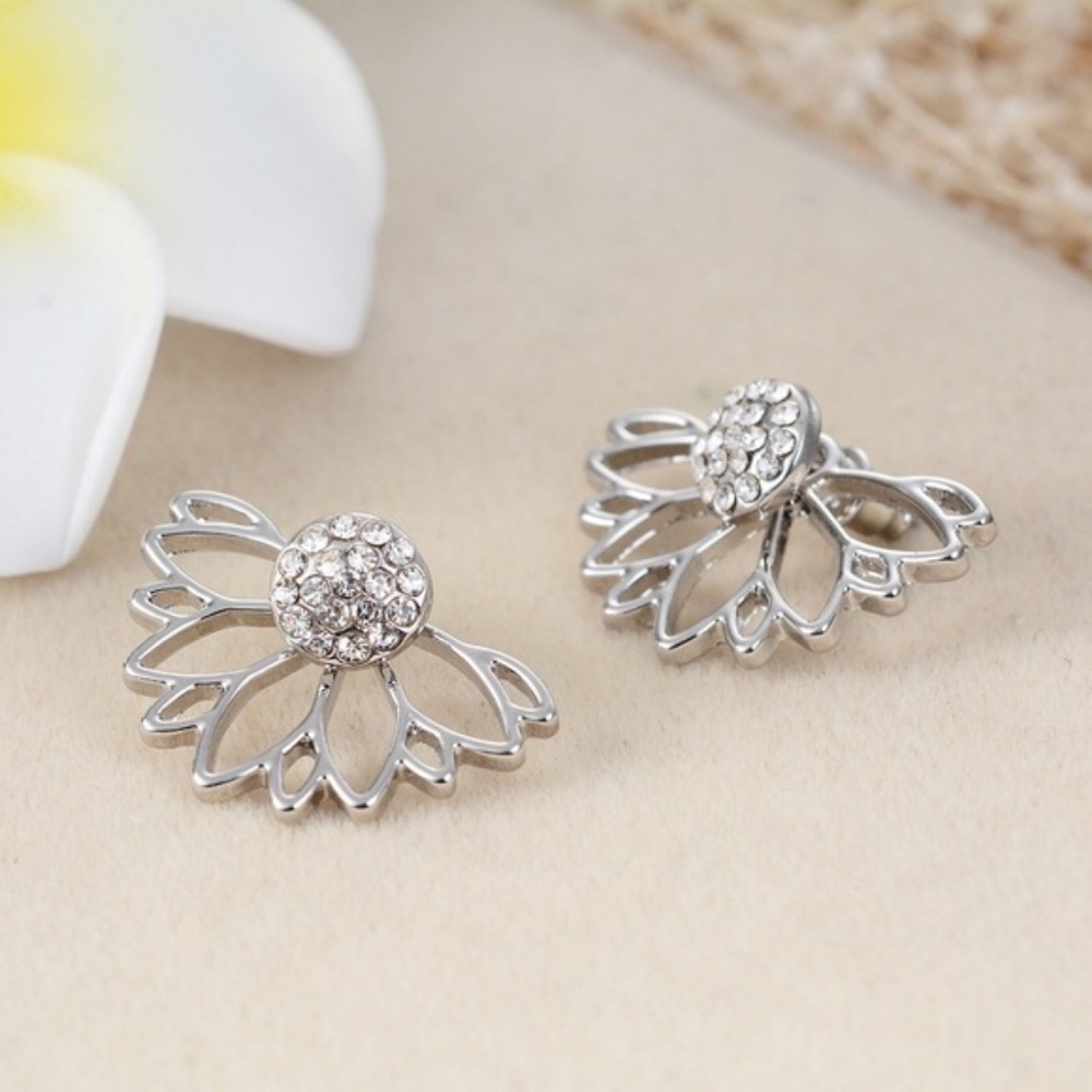 ‼LAST PAIR‼🎉🎊2X HP🎉🎊Silver Lotus Earrings - Picture 6 of 6